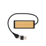 USB rozbočovač s duálnym vstupom Link z RCS plastu a bambusu - XD Collection
