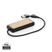 USB rozbočovač s duálnym vstupom Link z RCS plastu a bambusu - XD Collection