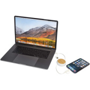 Vysúvací dátový synchronizačný a rýchlonabíjací 45W kábel 5 v 1 z recyklovaného plastu s dĺžkou 100 cm s bambusovými detailmi