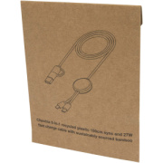 Dátový synchronizačný a rýchlonabíjací 27W kábel 5 v 1 z recyklovaného plastu s dĺžkou 150 cm s bambusovými detailmi Chechia