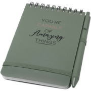 Zápisník s pevnou obálkou formátu A6 z plastu recyklovaného z oceánu Thalaasa s guľôčkovým perom