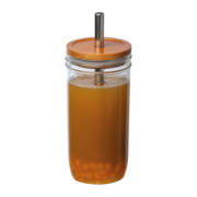 Pohár s bambusovým viečkom a slamkou, 650ml - M-Collection