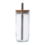 Pohár s bambusovým viečkom a slamkou, 650ml - M-Collection