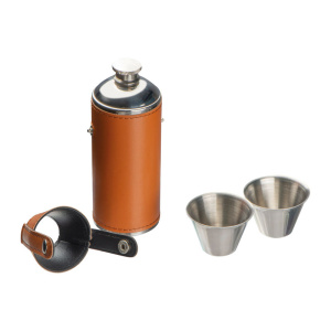 Nerezová fľaša s 2 pohármi, 230 ml + 2 × 40ml