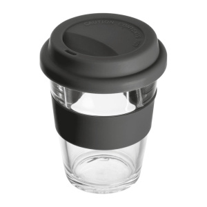 Sklenený hrnček so silikónovým puzdrom, 300 ml