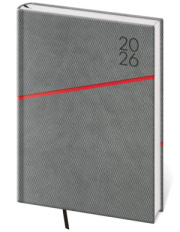 Týždenný diár A5 Grife šedo/červený