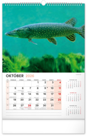 NOTIQUE Nástenný kalendár Rybársky 2026, 33 x 46 cm