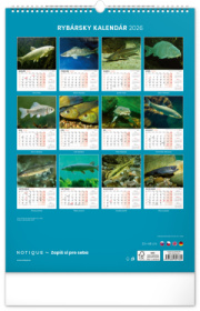 NOTIQUE Nástenný kalendár Rybársky 2026, 33 x 46 cm