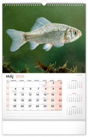 NOTIQUE Nástenný kalendár Rybársky 2026, 33 x 46 cm