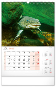 NOTIQUE Nástenný kalendár Rybársky 2026, 33 x 46 cm