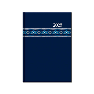 Týždenný diár A5 FOLK modrý 2026