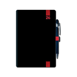 Týždenný diár A5 ELASTIC red 2026
