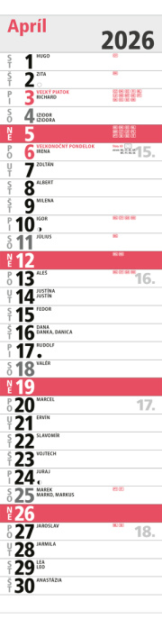 Plánovací kalendár Praktik nástenný červený 2026