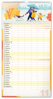 NOTIQUE Nástenný kalendár Rodinný plánovací XXL 2026, 33 x 64 cm