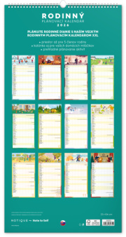 NOTIQUE Nástenný kalendár Rodinný plánovací XXL 2026, 33 x 64 cm