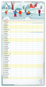 NOTIQUE Nástenný kalendár Rodinný plánovací XXL 2026, 33 x 64 cm