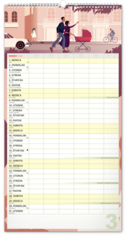 NOTIQUE Nástenný kalendár Rodinný plánovací XXL 2026, 33 x 64 cm