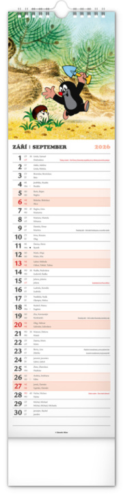 NOTIQUE Nástenný kalendár Krtko CZ/SK 2026, 12 x 48 cm