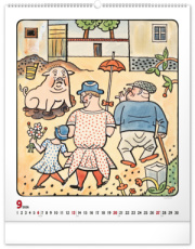 NOTIQUE Nástenný kalendár Josef Lada 2026, 48 x 56 cm