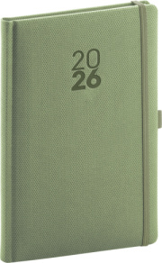 NOTIQUE Týždenný diár Diamante 2026, olivový, 15 x 21 cm