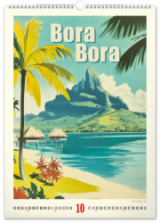 NOTIQUE Nástenný kalendár Vintage plagáty – tropické raje 2026, 33 x 46 cm