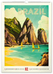 NOTIQUE Nástenný kalendár Vintage plagáty – tropické raje 2026, 33 x 46 cm