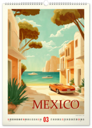 NOTIQUE Nástenný kalendár Vintage plagáty – tropické raje 2026, 33 x 46 cm