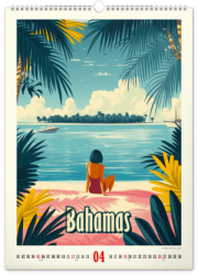 NOTIQUE Nástenný kalendár Vintage plagáty – tropické raje 2026, 33 x 46 cm