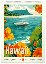 NOTIQUE Nástenný kalendár Vintage plagáty – tropické raje 2026, 33 x 46 cm