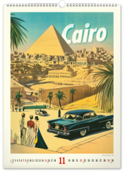 NOTIQUE Nástenný kalendár Vintage plagáty – svetové mestá 2026, 33 x 46 cm