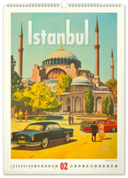 NOTIQUE Nástenný kalendár Vintage plagáty – svetové mestá 2026, 33 x 46 cm
