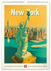 NOTIQUE Nástenný kalendár Vintage plagáty – svetové mestá 2026, 33 x 46 cm