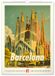 NOTIQUE Nástenný kalendár Vintage plagáty – svetové mestá 2026, 33 x 46 cm