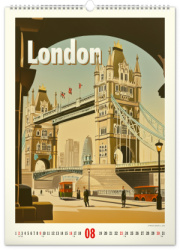 NOTIQUE Nástenný kalendár Vintage plagáty – svetové mestá 2026, 33 x 46 cm