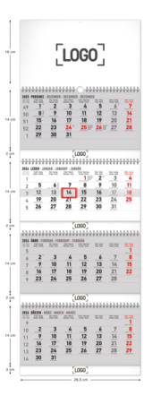 NOTIQUE Nástenný kalendár 4-mesačný štandard skladací CZ 2026, 29,5 x 84,5 cm