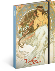 NOTIQUE Notes Alfons Mucha – Hudba, linajkovaný, 13 x 21 cm
