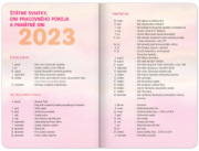 Školský diár Ružové pruhy (september 2023 – december 2024), 9,8 × 14,5 cm