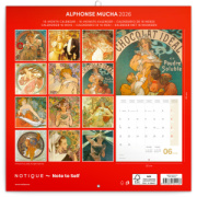 NOTIQUE Poznámkový kalendár Alfons Mucha 2026, 30 x 30 cm