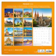NOTIQUE Poznámkový kalendár Praha 2026, 30 x 30 cm