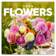 NOTIQUE Poznámkový kalendár Kvety 2026, 30 x 30 cm