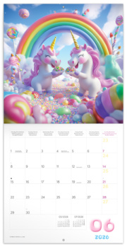NOTIQUE Poznámkový kalendár Veselé jednorožce 2026, 30 x 30 cm