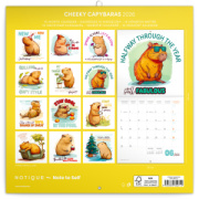 NOTIQUE Poznámkový kalendár Roztopašné kapybary 2026, 30 x 30 cm