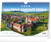 NOTIQUE Stolový kalendár Malebné zákutia Česka CZ 2026 s extra veľkým kalendáriom, 30 x 21 cm