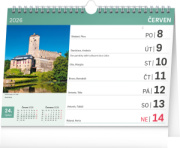 NOTIQUE Stolový kalendár Malebné zákutia Česka CZ 2026 s extra veľkým kalendáriom, 30 x 21 cm