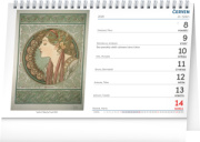 NOTIQUE Stolový kalendár Alfons Mucha CZ 2026, 23,1 x 14,5 cm