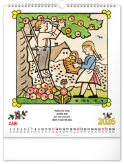 NOTIQUE Nástenný kalendár Josef Lada – Riekanky CZ 2026, 30 x 34 cm