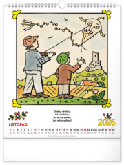 NOTIQUE Nástenný kalendár Josef Lada – Riekanky CZ 2026, 30 x 34 cm