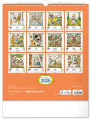 NOTIQUE Nástenný kalendár Josef Lada – Riekanky CZ 2026, 30 x 34 cm