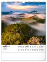 NOTIQUE Nástenný kalendár Česká republika CZ 2026, 30 x 34 cm