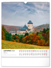NOTIQUE Nástenný kalendár Česká republika CZ 2026, 30 x 34 cm